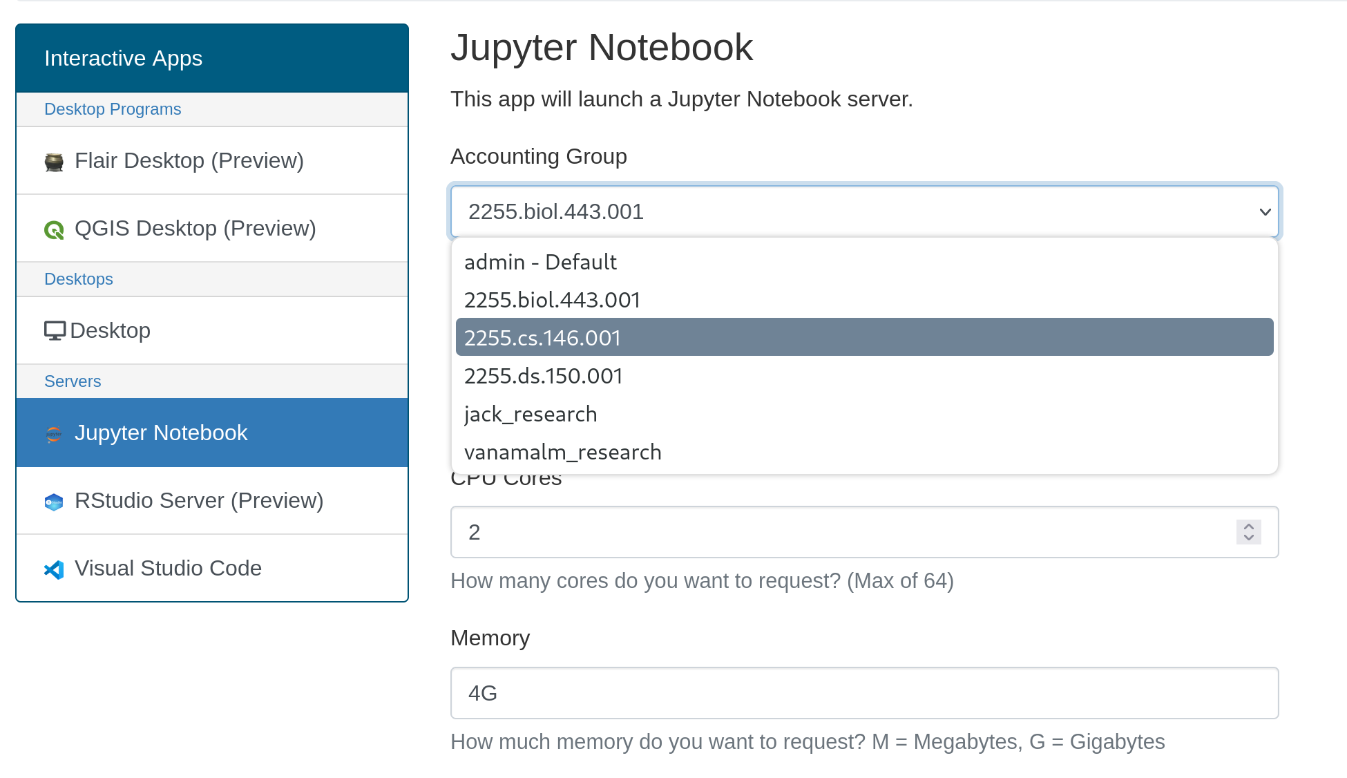Open OnDemand accounting group preview